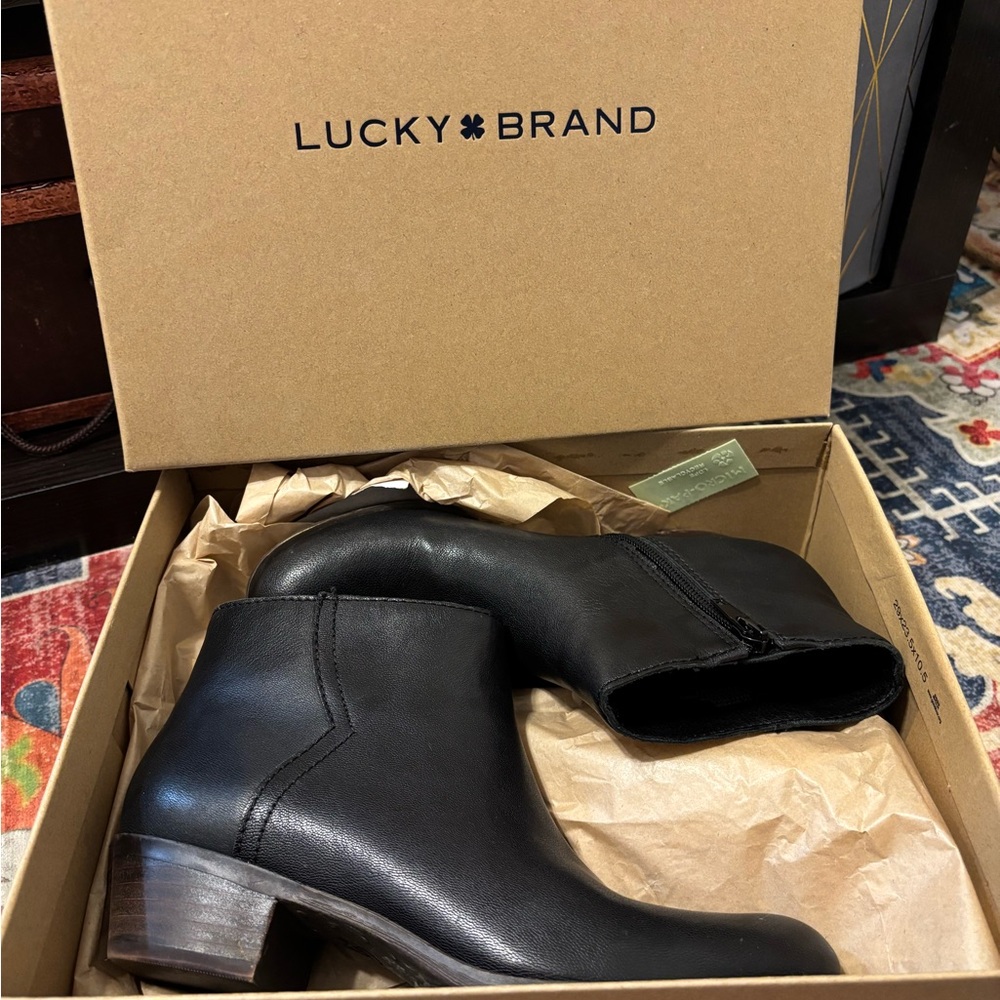 Lucky Brand Sleek Black Ankle Booties